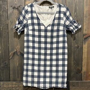 Madewell Leighton Plaid Dress 4 Bell Sleeves Short Ruffle Boho Preppy Casual